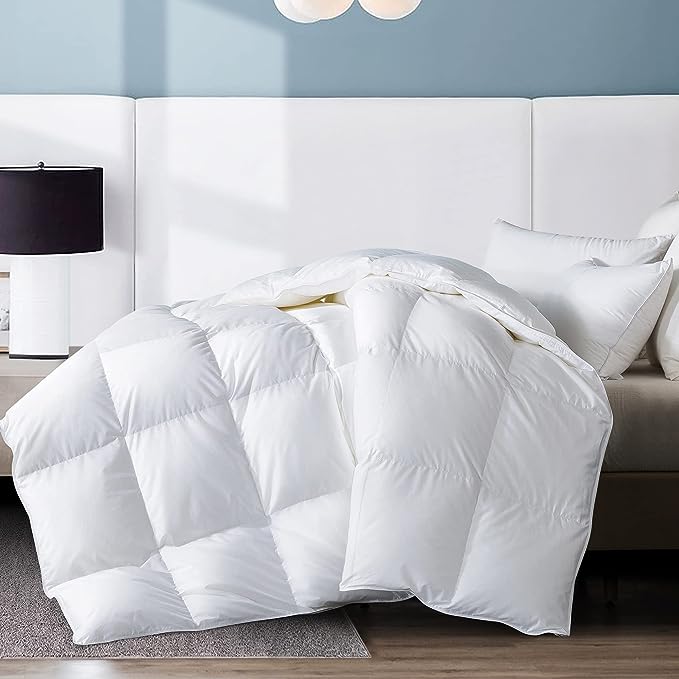 White Goose Duck Down Comforter 100% Cotton Feather Comforter - Lightweight Duvet Insert