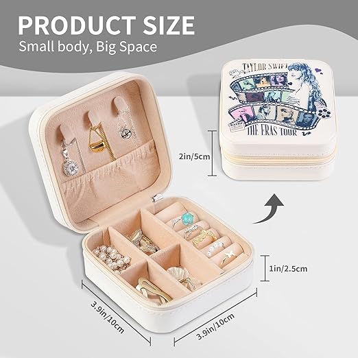 TS Inspired Jewelry Box Set, PU Leather Organizer Box, Portable Jewelry Box Music for Women,Singer Merch Gifts