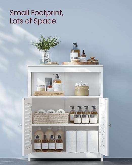 Bathroom Floor Cabinet, Bathroom Storage Cabinet, Freestanding, with Double Shutter Doors and Adjustable Shelf, for Bathroom, Living room, Entryway, Kitchen