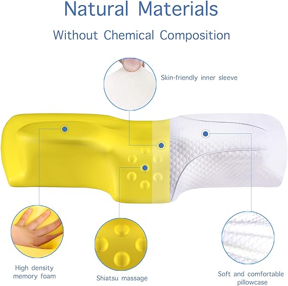 Neck and Cervical Memory Foam Pillow (Queen), Contoured Support Pillows for Neck and Shoulder Pain Relief, Ergonomic Orthopedic Bed Pillow for Side Sleepers, Back and Stomach Sleepers