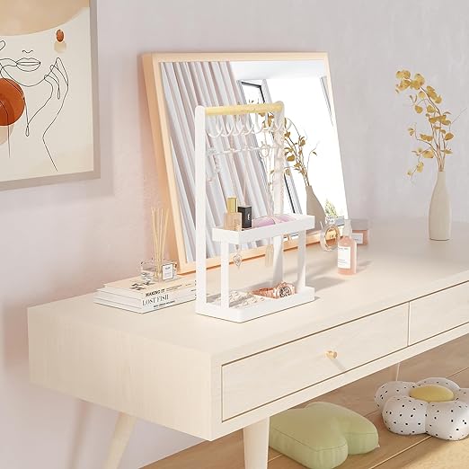 Jewelry Organizer Stand Holder, 4-Tier Cute Necklace Holder Stand Rack with 12 Hooks Place Rings Necklaces for Teen Girl Room Decor