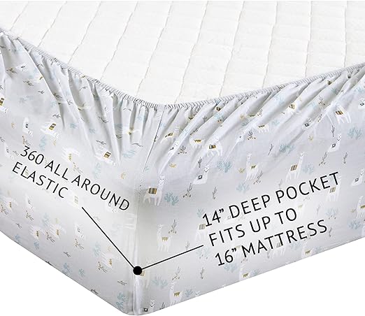 144TC Cotton Sheet Set Breathable, Lightweight, Soft with Elastic Deep Pocket, Modern All Season Cozy Bedding, Matching Pillow Case, Queen, Lama Multi 4 Piece