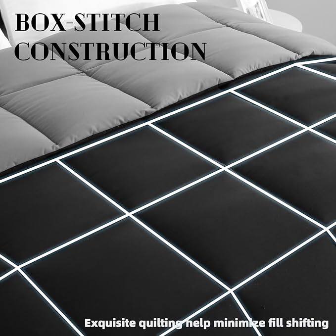 Reversible Down Alternative Comforter-All Season Ultra Soft Duvet Insert 4 Loops-Box Stitched- Machine Washable
