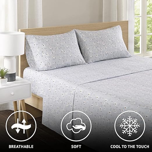 144TC Cotton Sheet Set Breathable, Lightweight, Soft with Elastic Deep Pocket, Modern All Season Cozy Bedding, Matching Pillow Case, Queen, Lama Multi 4 Piece