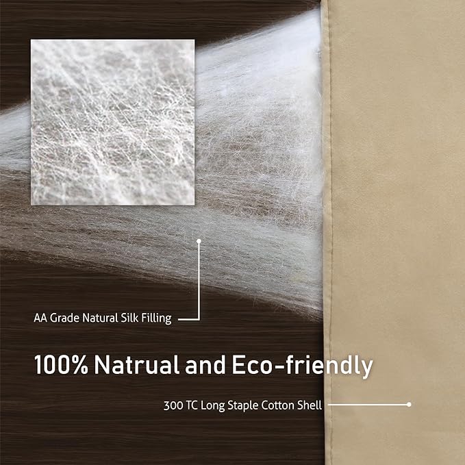 Mulberry Silk Comforter King Size, 100% Natural Mulberry Silk Filled Duvet Breathable Lightweight Pure Silk Quilt for Summer Season