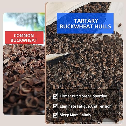 Organic Buckwheat Pillow for Sleeping - Standard Size 20''x26'', Adjustable Loft, Breathable for Cool Sleep, Cervical Support for Back and Side Sleepers