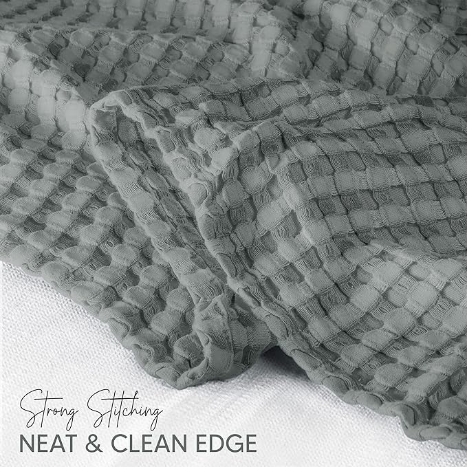 Bedding 100% Cotton Waffle Weave Blanket [Twin Size] - Luxury Soft Breathable Skin - Friendly Blanket - Perfect for Layering Any Bed for All Season