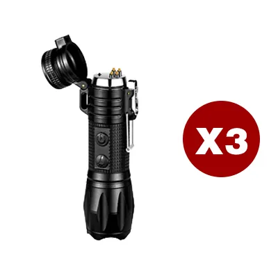 Double arc self-defense flashlight