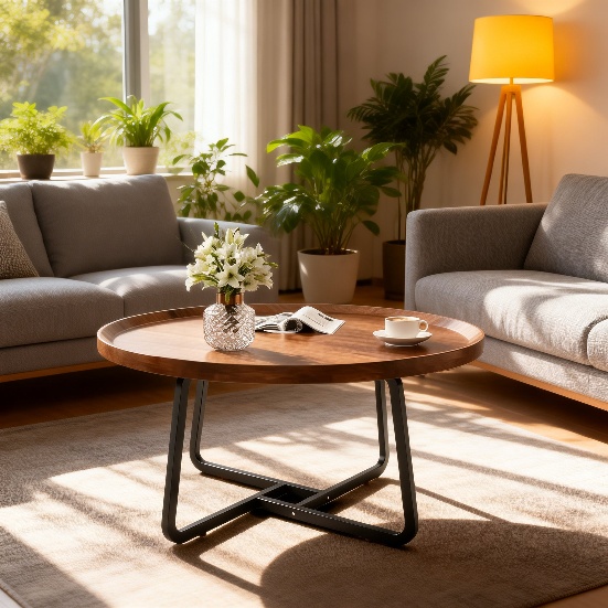 Minimalist coffee table with elegant metal legs