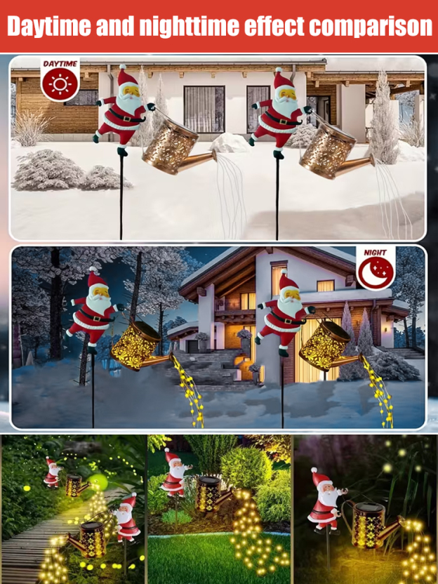 New Santa Claus Lantern Solar-Powered Light-Up Hollowed-Out Water Bottle