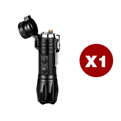 Double arc self-defense flashlight