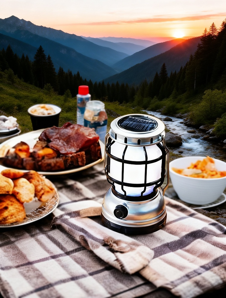 Solar Light illuminating backyard garden at night