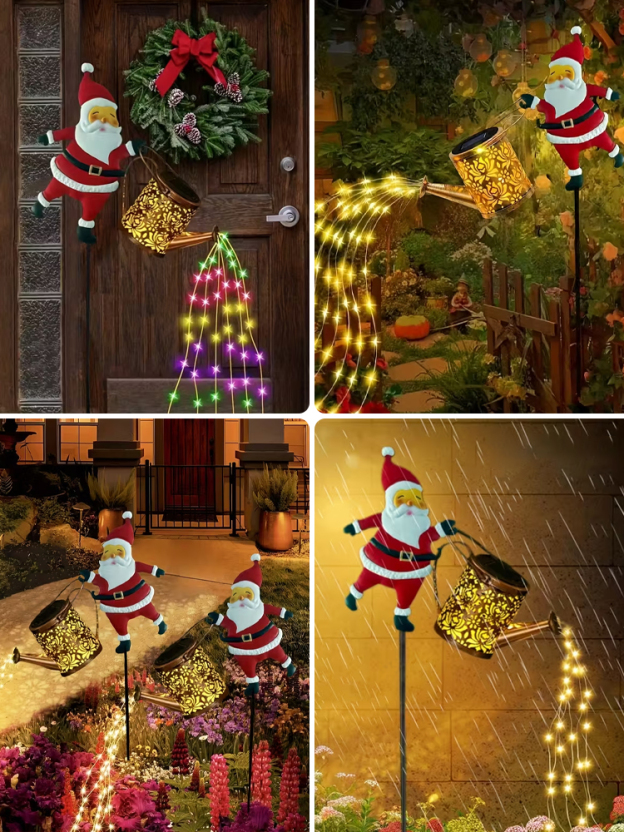 New Santa Claus Lantern Solar-Powered Light-Up Hollowed-Out Water Bottle