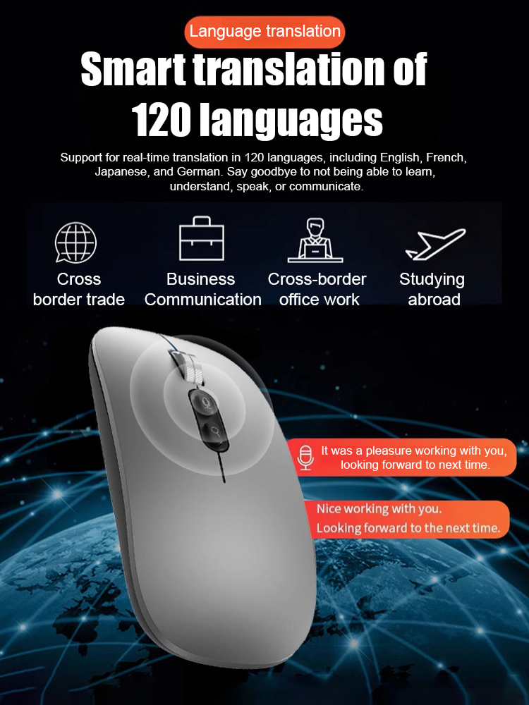 Smart Voice Translation and Recognition Wireless Tri-Mode Mouse