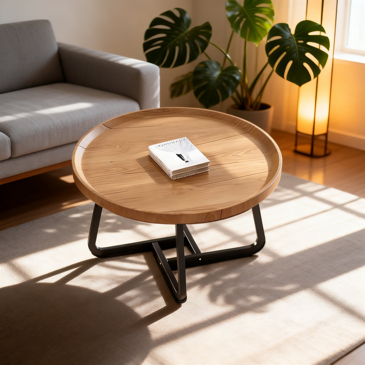 Top view of light luxury coffee table with decorative accessories