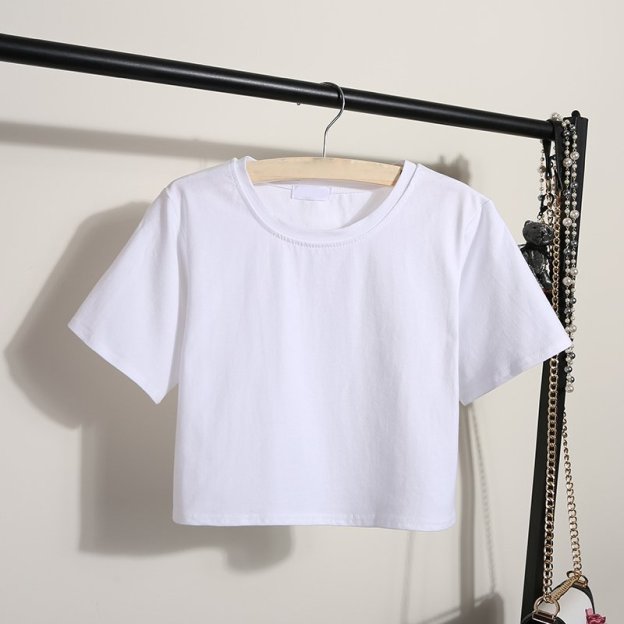 Wholesale Custom Logo Print Ladies Loose Blank Cotton Tshirt Crop Top High Quality Women's T-shirt