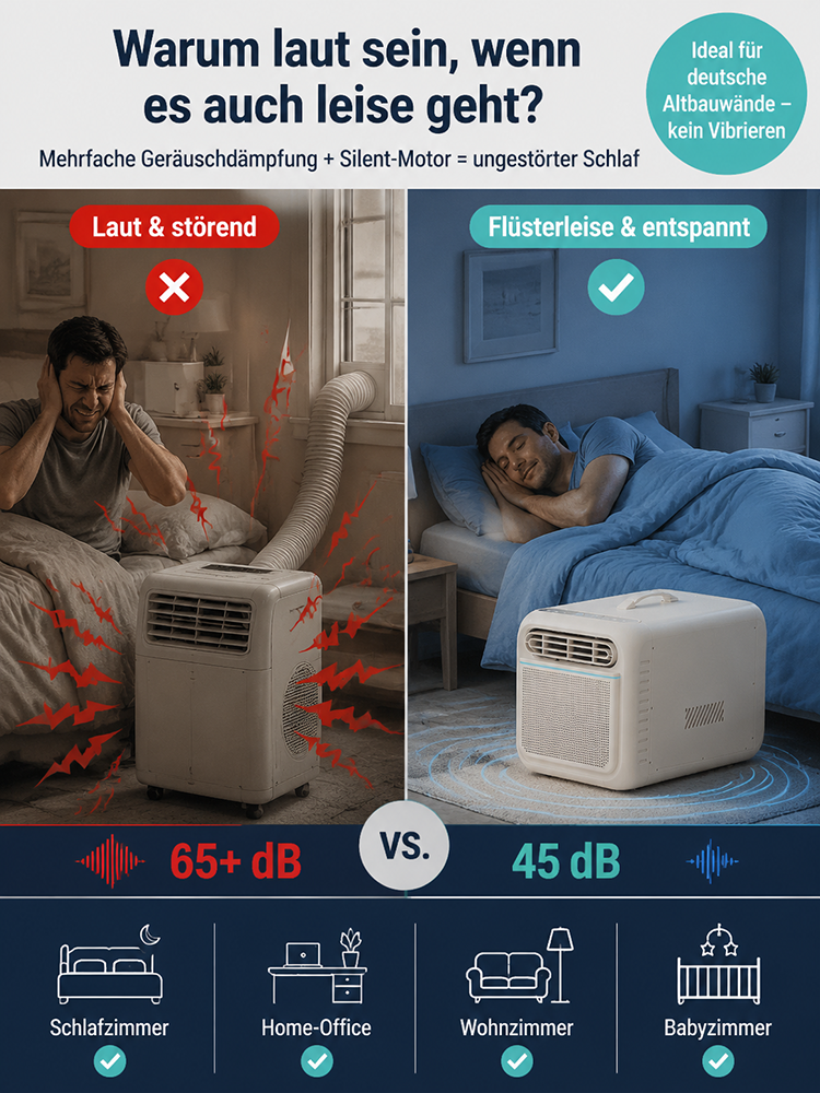 [Die ganze Nacht über leise und energiesparend] Handliche  tragbare Klimaanlage
