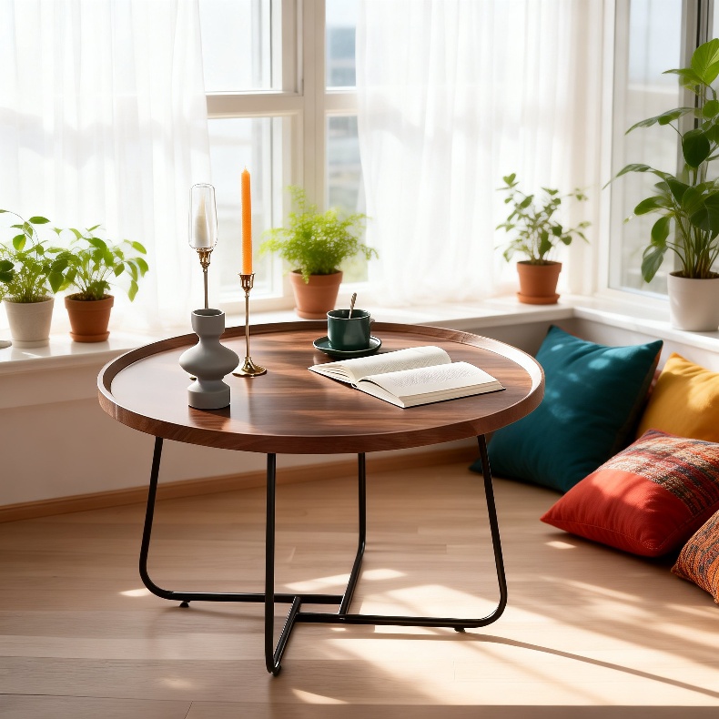 Close-up of Scandinavian style coffee table surface