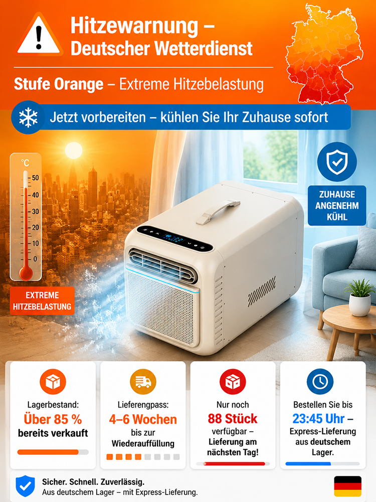 [Die ganze Nacht über leise und energiesparend] Handliche  tragbare Klimaanlage
