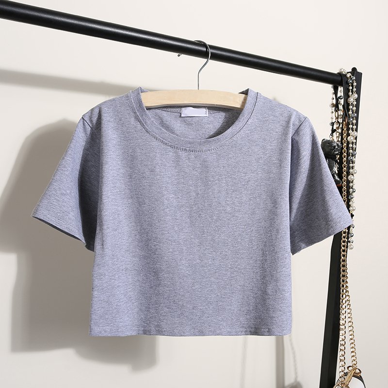 Wholesale Custom Logo Print Ladies Loose Blank Cotton Tshirt Crop Top High Quality Women's T-shirt