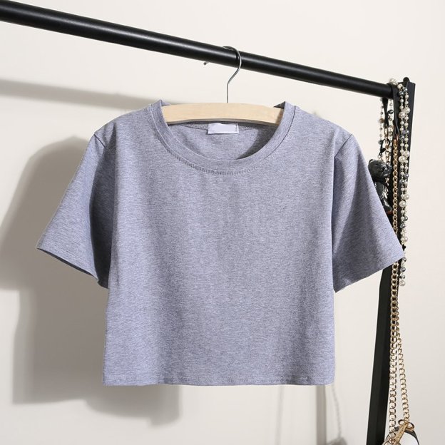 Wholesale Custom Logo Print Ladies Loose Blank Cotton Tshirt Crop Top High Quality Women's T-shirt