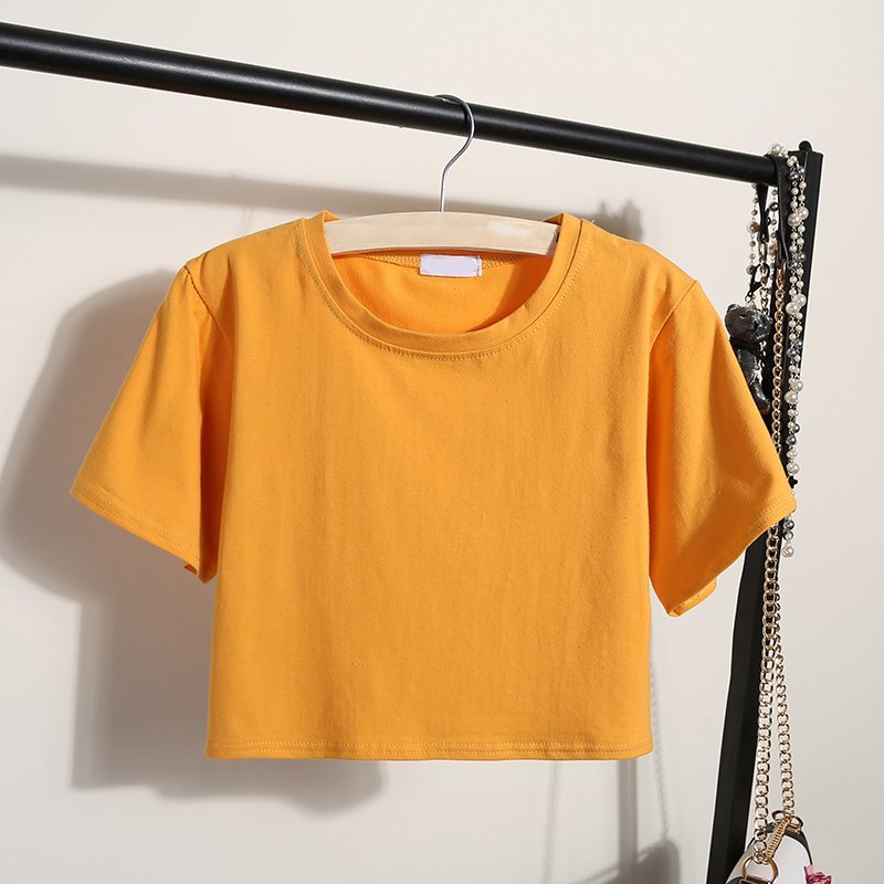 Wholesale Custom Logo Print Ladies Loose Blank Cotton Tshirt Crop Top High Quality Women's T-shirt