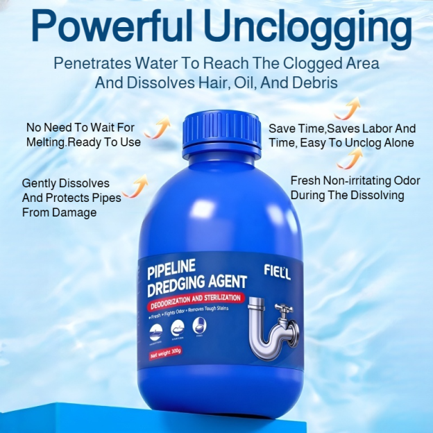 Bacteria and deodorant Pipe cleaner Pipe Unclogger Fast and efficient Blue Bottle Save time and effo