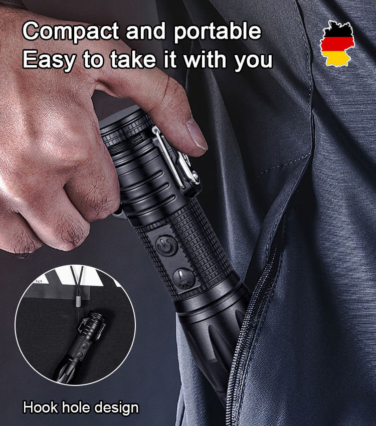 Double arc self-defense flashlight