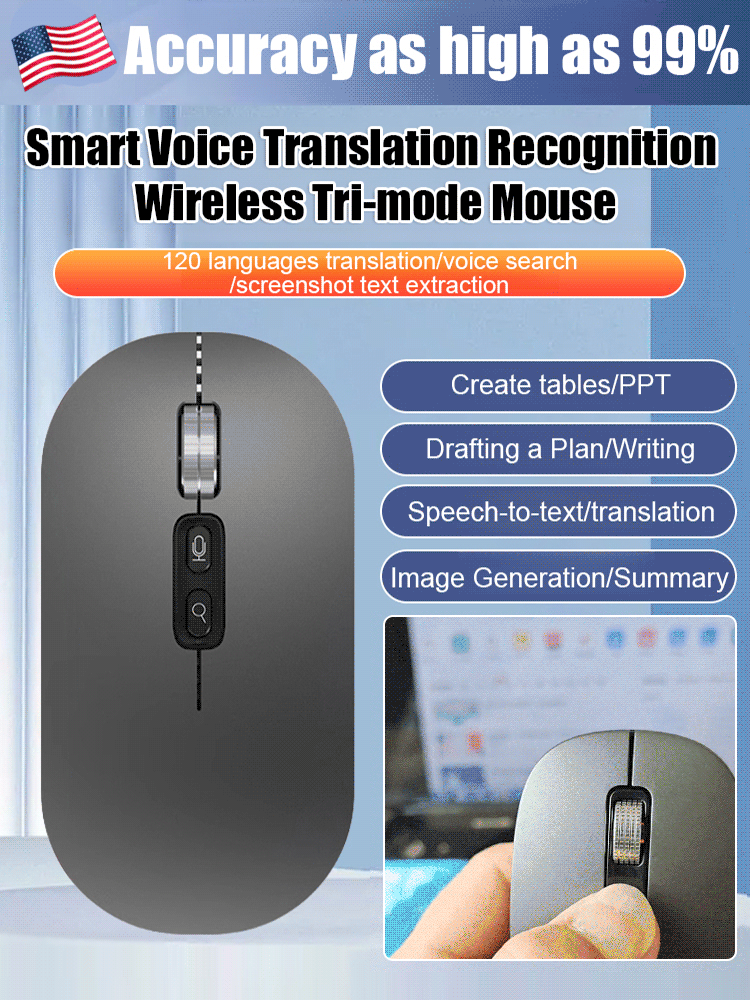 Smart Voice Translation and Recognition Wireless Tri-Mode Mouse