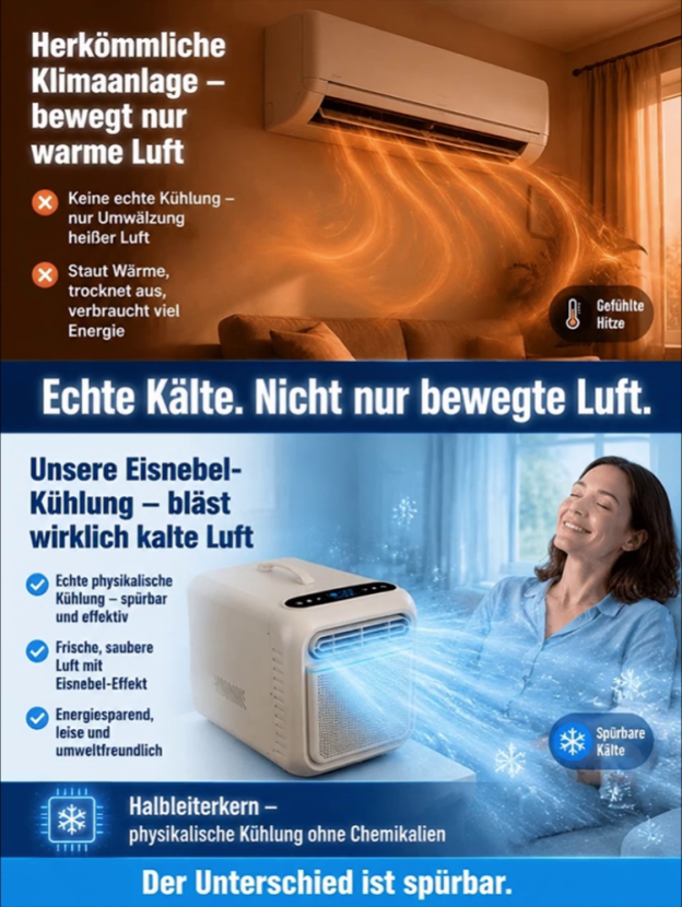 [Die ganze Nacht über leise und energiesparend] Handliche  tragbare Klimaanlage