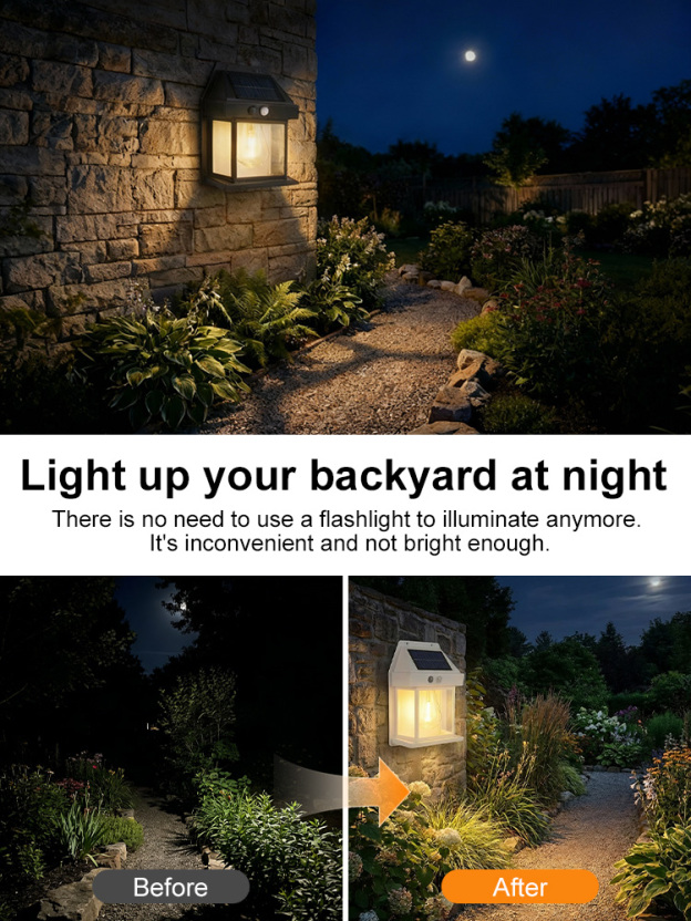 Solar-powered outdoor LED garden lights