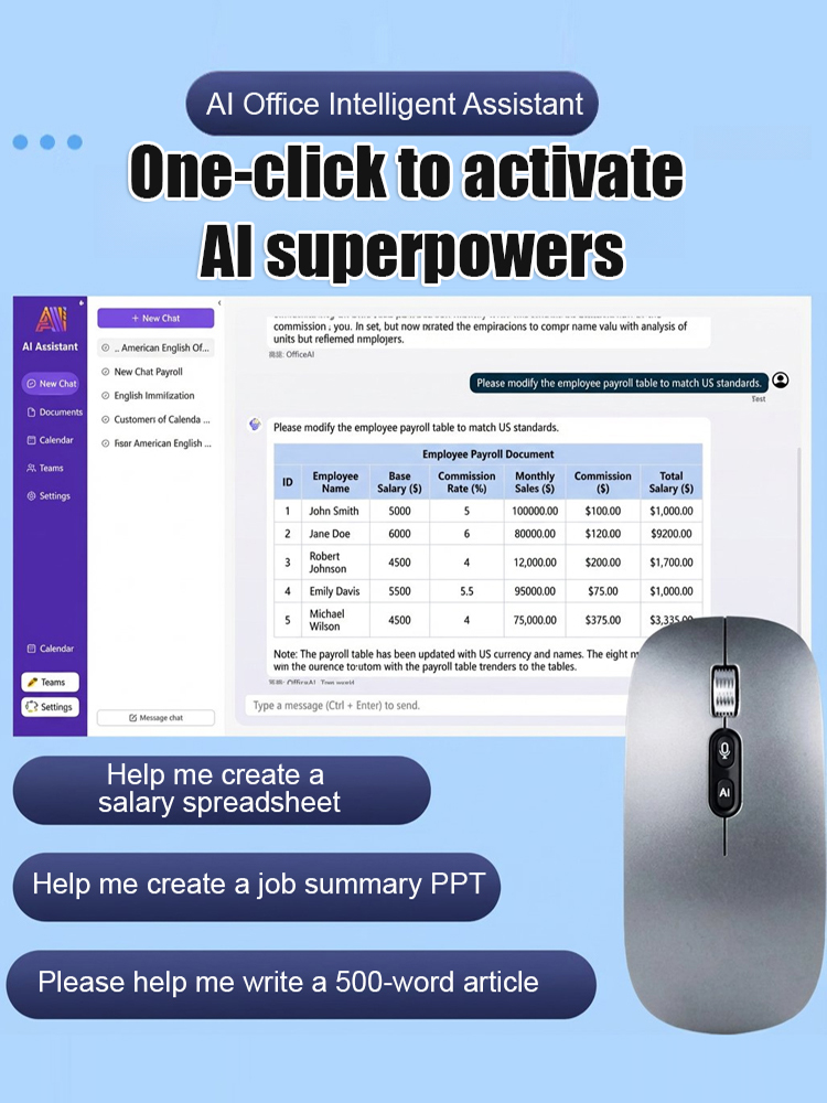 Smart Voice Translation and Recognition Wireless Tri-Mode Mouse