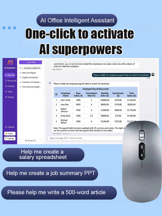 Smart Voice Translation and Recognition Wireless Tri-Mode Mouse