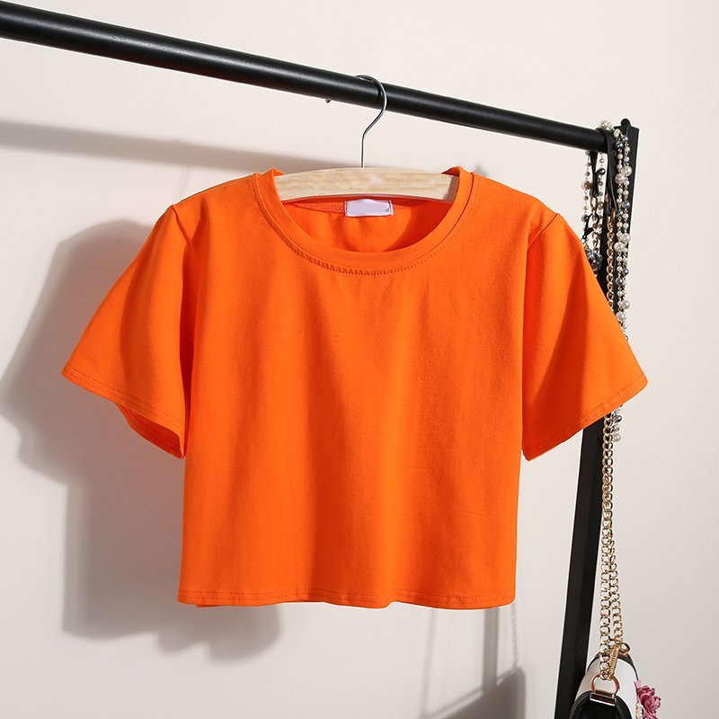 Wholesale Custom Logo Print Ladies Loose Blank Cotton Tshirt Crop Top High Quality Women's T-shirt