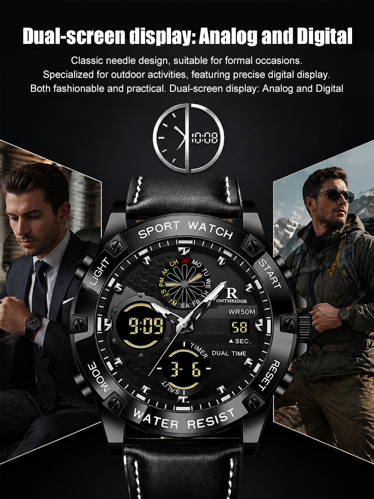 [Nagano Prefecture Factory Direct] Luminous Dual Display Men's Quartz Watch