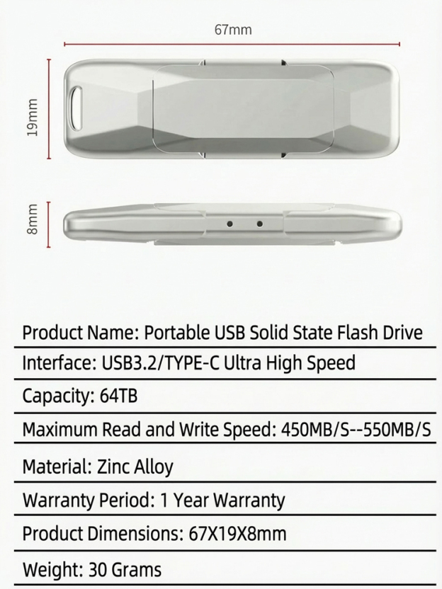 2-in-1 Mobile Solid State USB Drive for Phone & PC