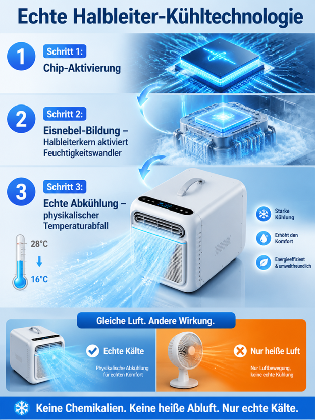 [Die ganze Nacht über leise und energiesparend] Handliche  tragbare Klimaanlage