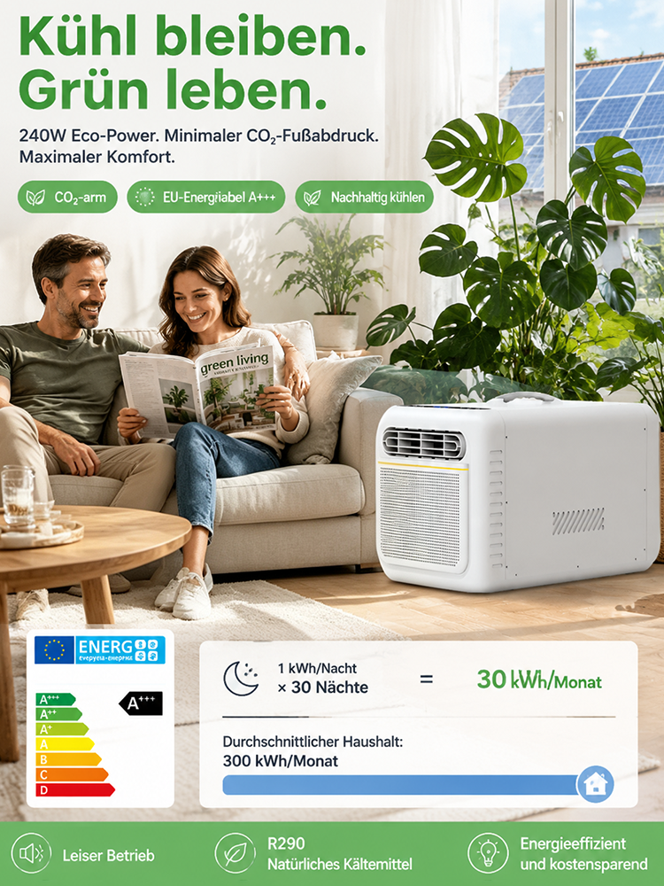 [Die ganze Nacht über leise und energiesparend] Handliche  tragbare Klimaanlage