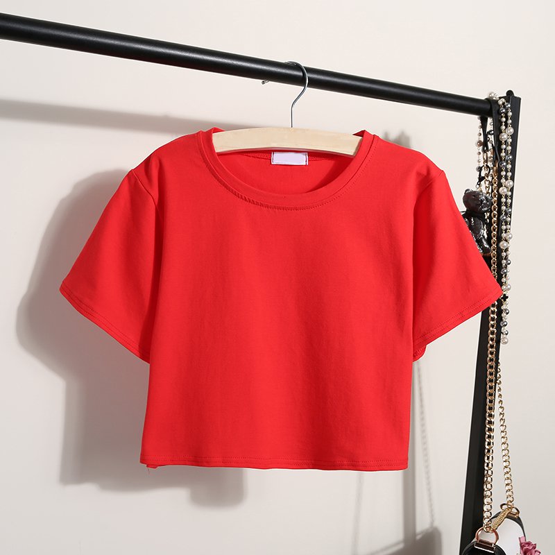 Wholesale Custom Logo Print Ladies Loose Blank Cotton Tshirt Crop Top High Quality Women's T-shirt