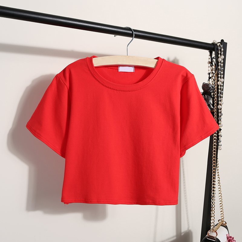 Wholesale Custom Logo Print Ladies Loose Blank Cotton Tshirt Crop Top High Quality Women's T-shirt