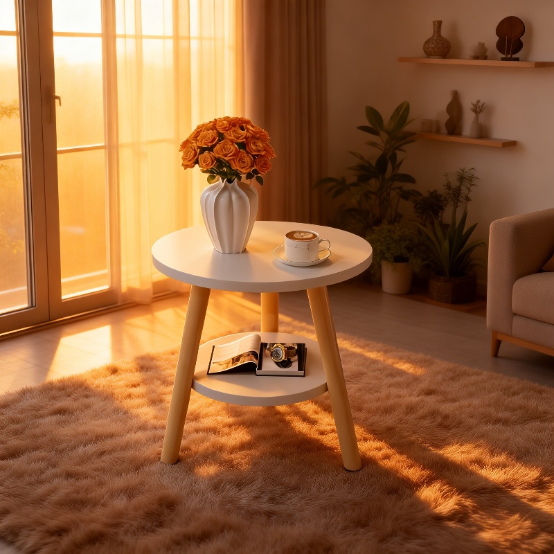 Stylish coffee table with decorative accessories