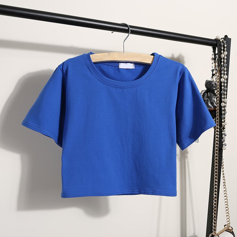 Wholesale Custom Logo Print Ladies Loose Blank Cotton Tshirt Crop Top High Quality Women's T-shirt