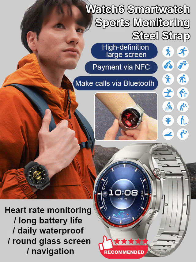 Watch6 Smart Monitoring Sports Watch with Steel Band