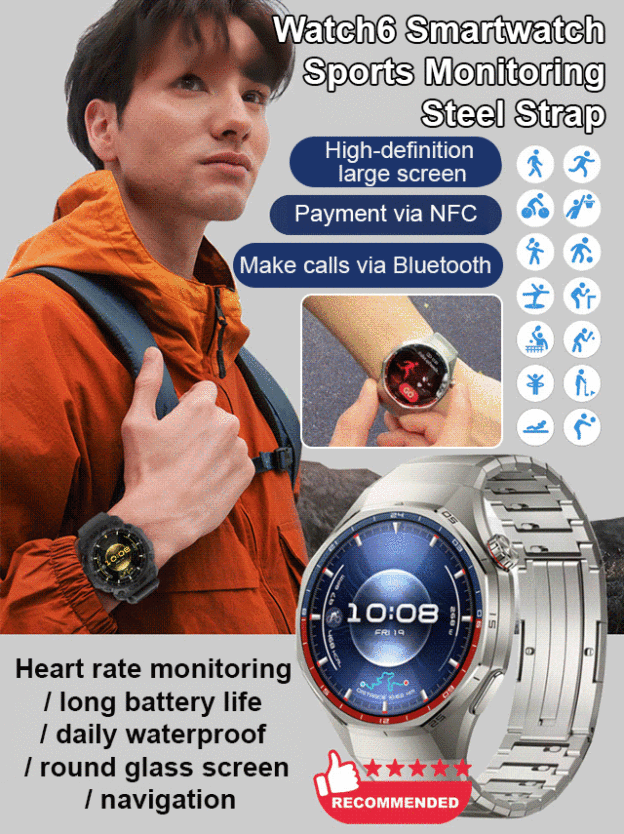 Watch6 Smart Monitoring Sports Watch with Steel Band