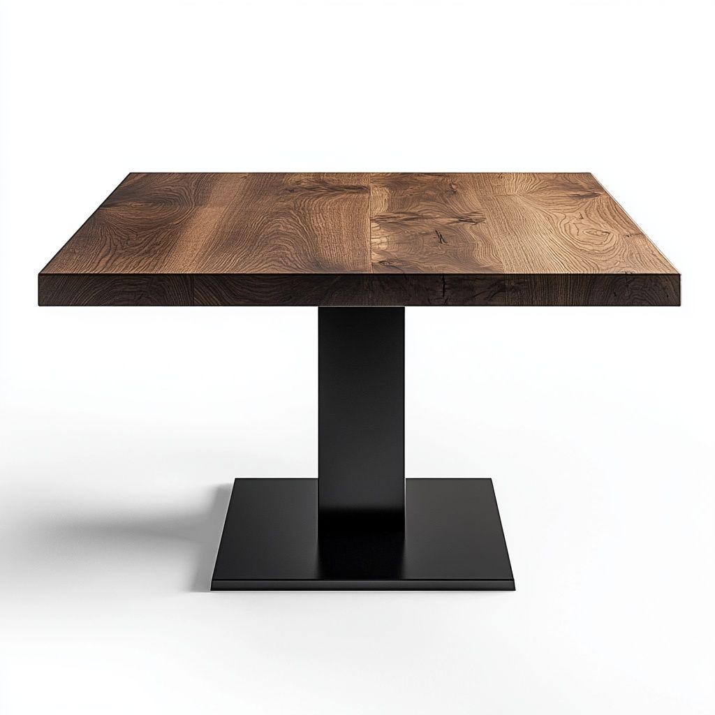 Tavolo Quadrato in Legno Rovere e Metallo Marrone/Nero 80x80 cm-Civerto