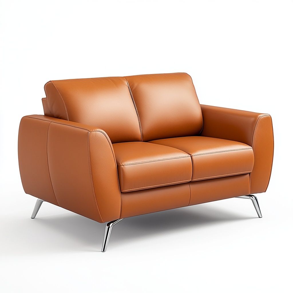 Divano Due Posti Pelle Sintetica Acciaio Marrone-Civerto