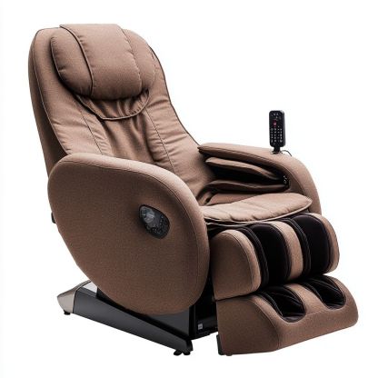 Poltrona Massaggiante Elettrica Tessuto Poliestere Sedia Relax Marrone-Civerto