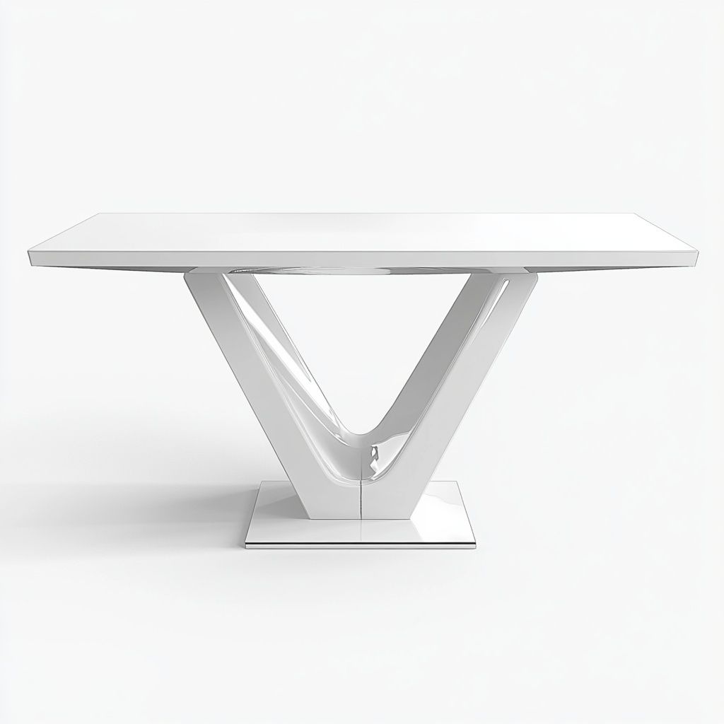 Tavolo Rettangolare Laccato Bianco MDF Metallo 180x90x75 Modello V-Civerto