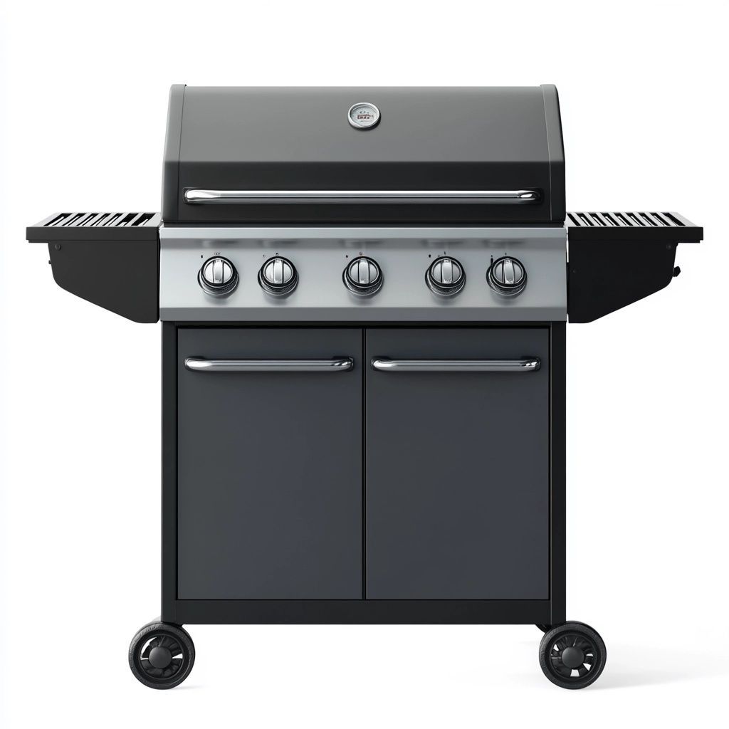 Barbecue a Gas Rettangolare 5 Bruciatori Metallo Nero-Civerto