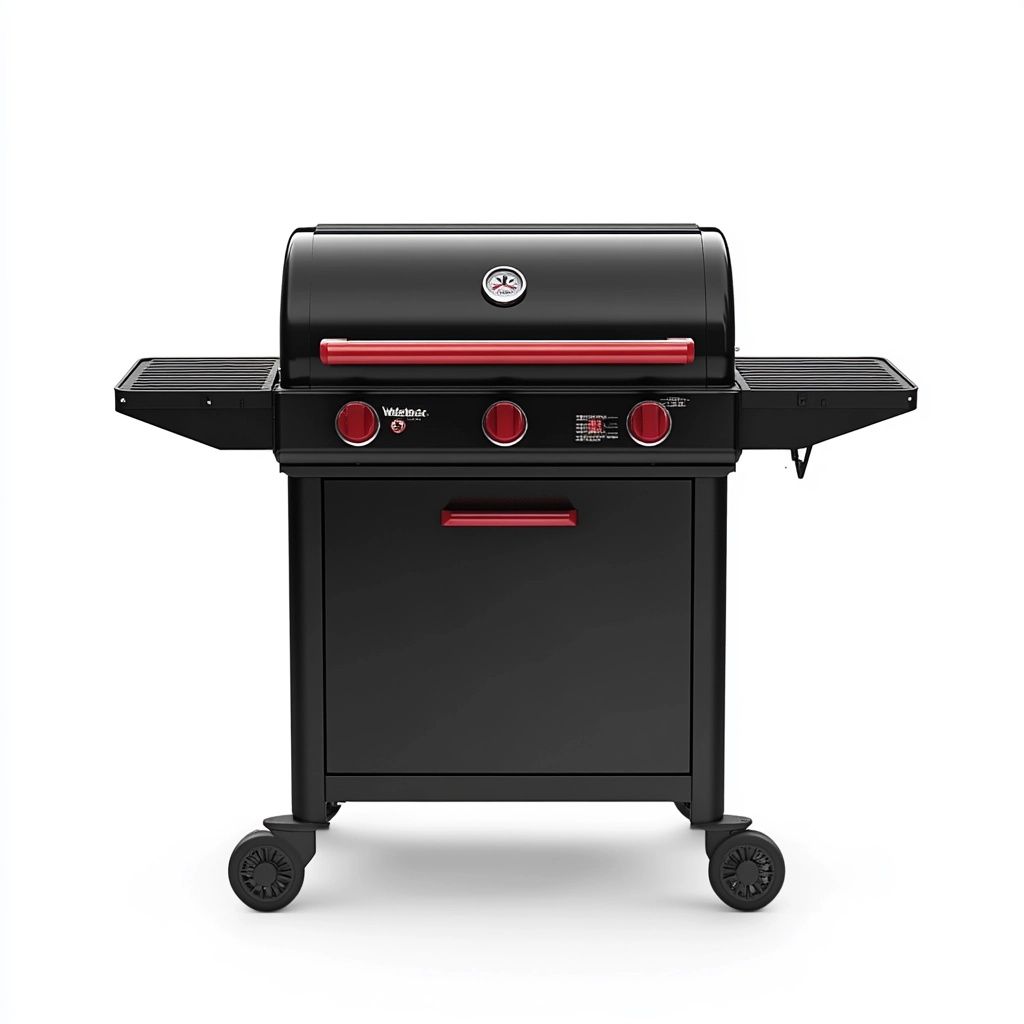 Barbecue a Gas Rettangolare Metallo Nero/Rosso-Civerto